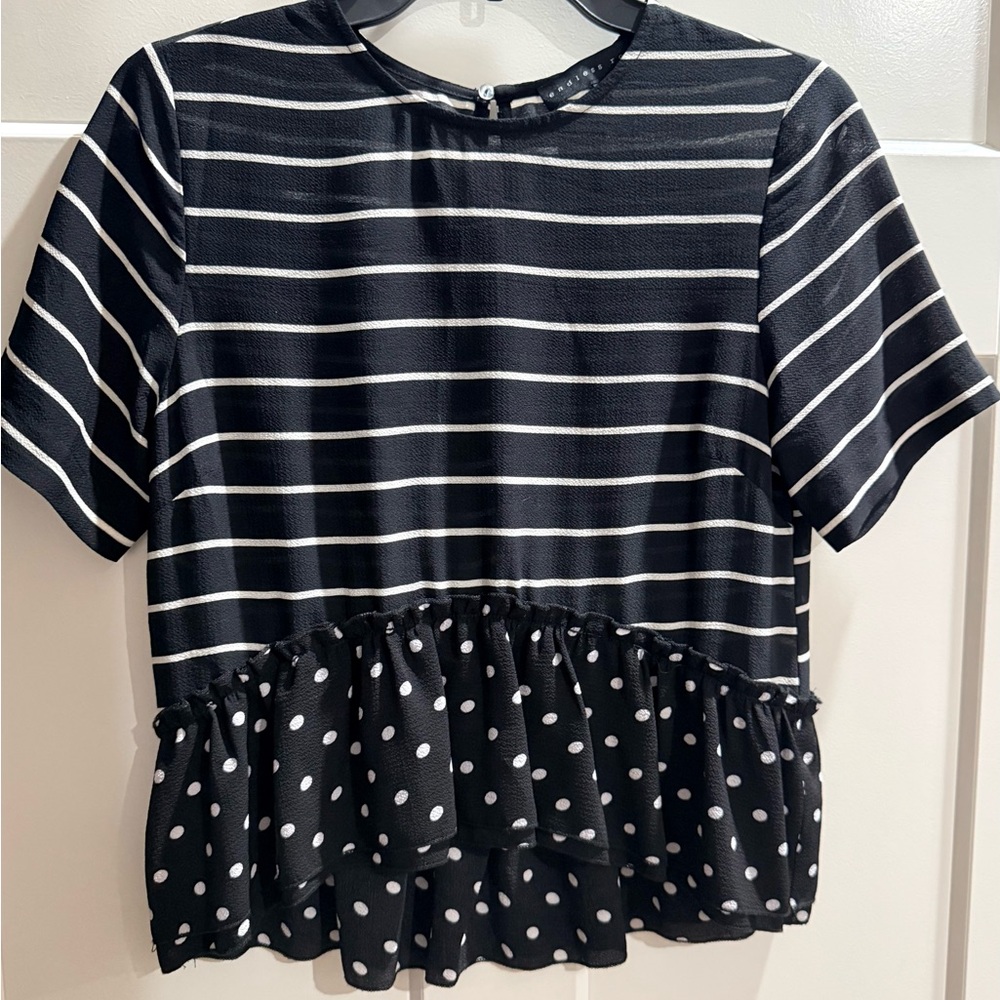 Endless Rose Black and White Striped Blouse